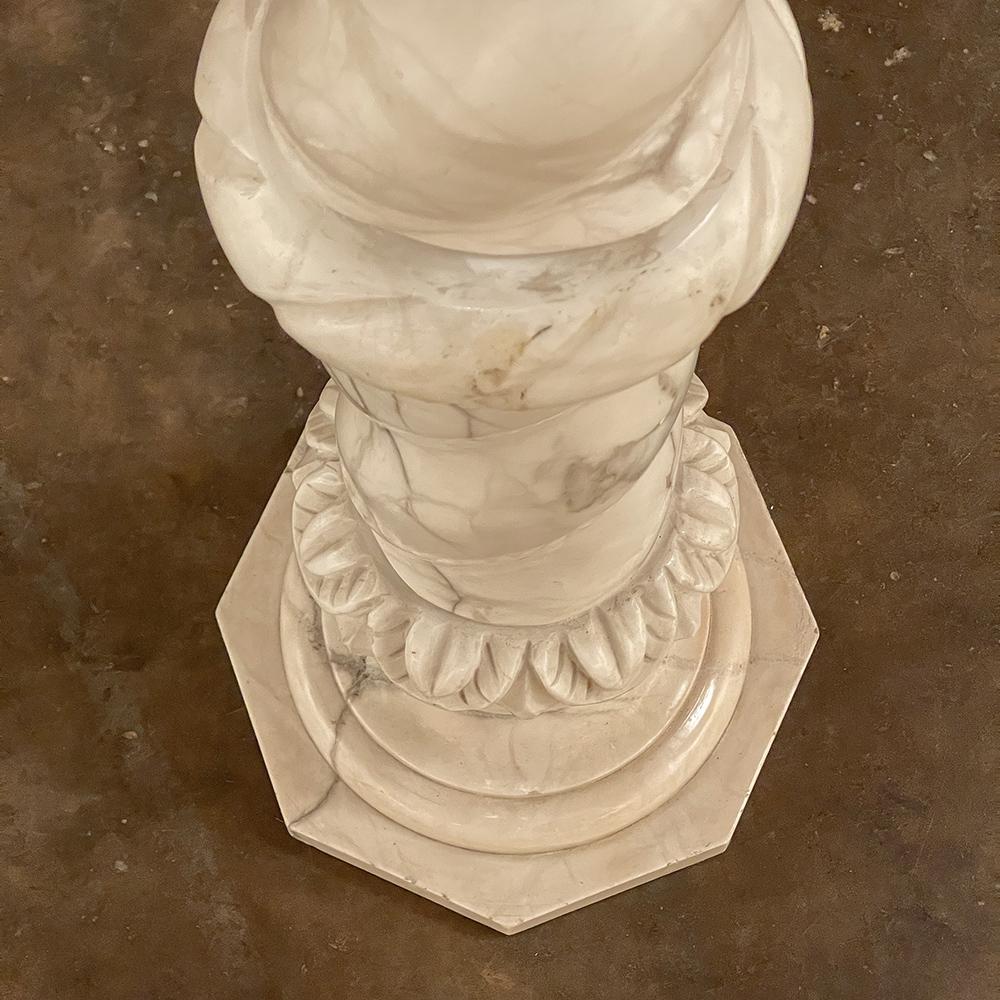 19th Century Italian Hand-Carved Carrara Marble Pedestal For Sale 10