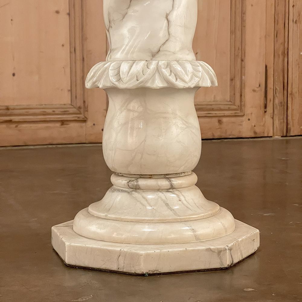 19th Century Italian Hand-Carved Carrara Marble Pedestal For Sale 11