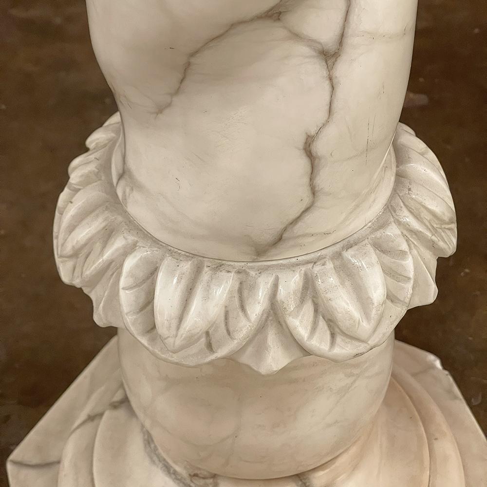 19th Century Italian Hand-Carved Carrara Marble Pedestal For Sale 12
