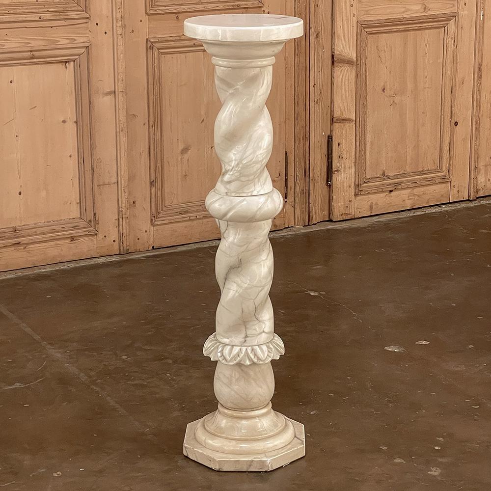 19th Century Italian Hand-Carved Carrara Marble Pedestal In Good Condition For Sale In Dallas, TX