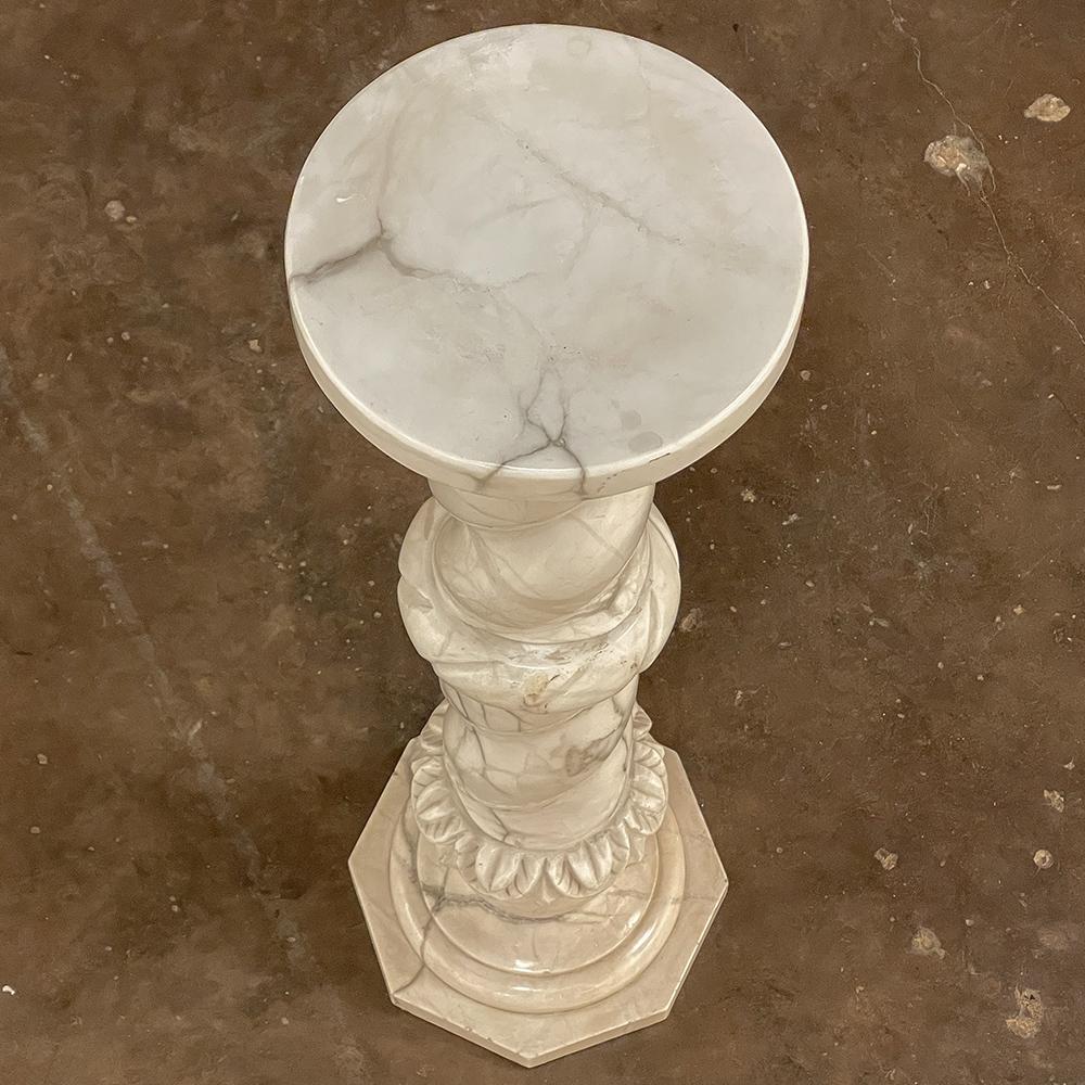 19th Century Italian Hand-Carved Carrara Marble Pedestal For Sale 1