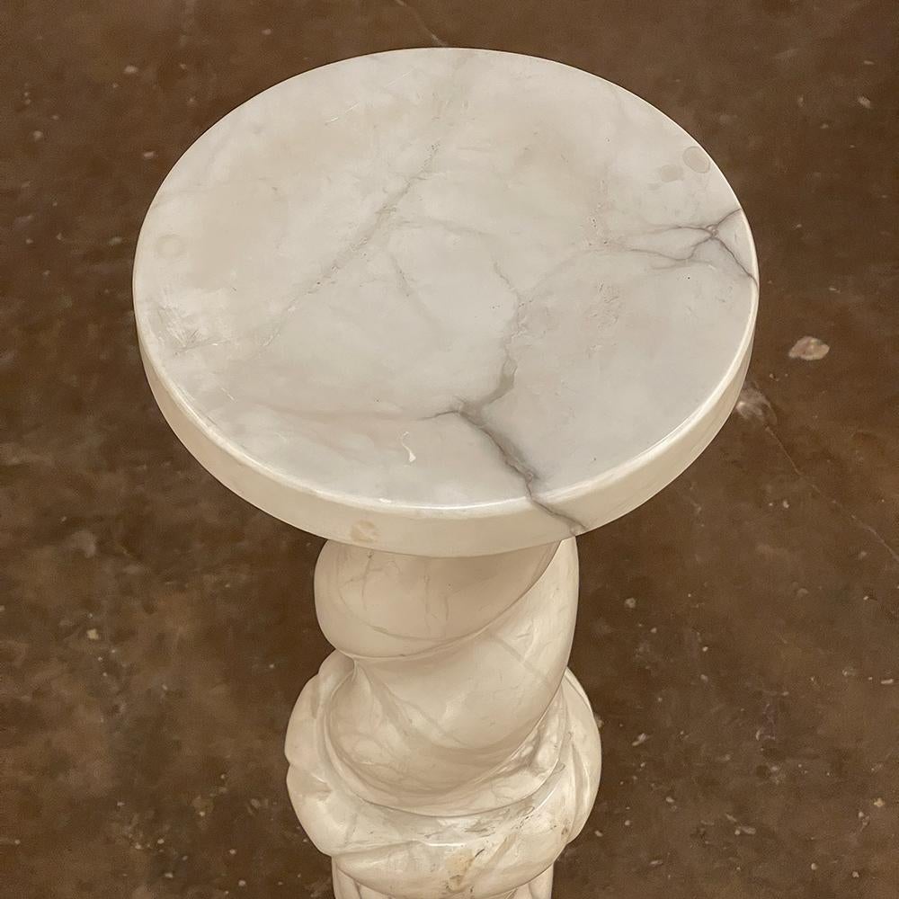 19th Century Italian Hand-Carved Carrara Marble Pedestal For Sale 2