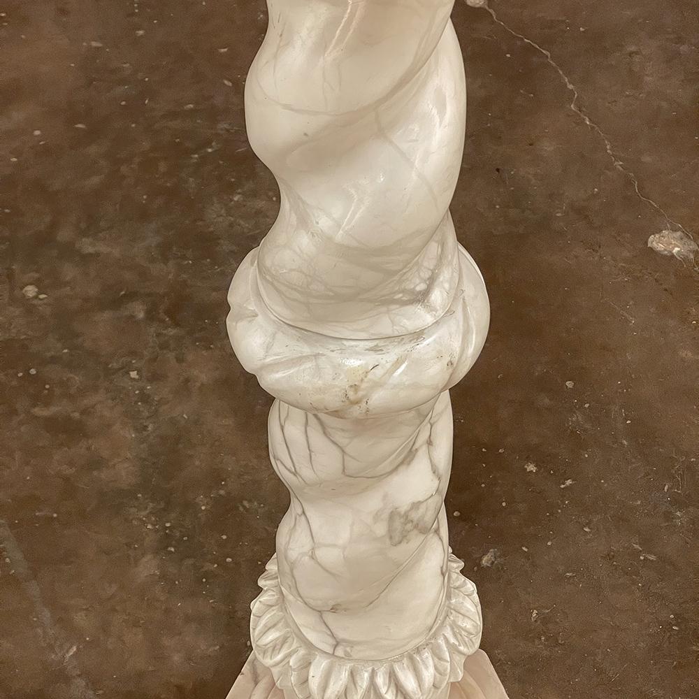 19th Century Italian Hand-Carved Carrara Marble Pedestal For Sale 3