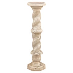 Antique 19th Century Italian Hand-Carved Carrara Marble Pedestal