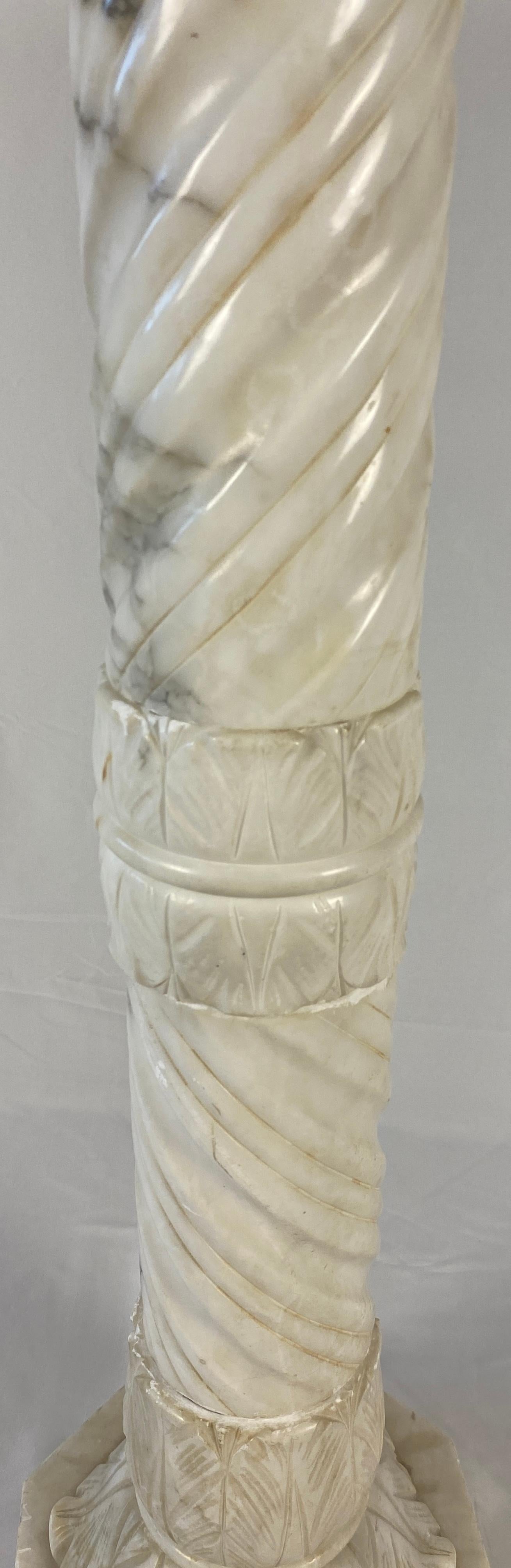 19th Century Italian Hand-Carved Carrara Marble Pedestal or Decorative Stand For Sale 2