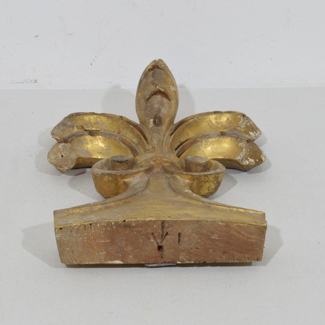 19th Century Italian Hand Carved Giltwood Gothic Style Ornament/ Fragment For Sale 4
