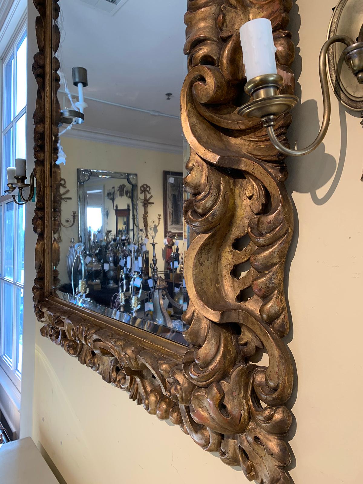 19th Century Italian Hand Carved Giltwood Mirror 3