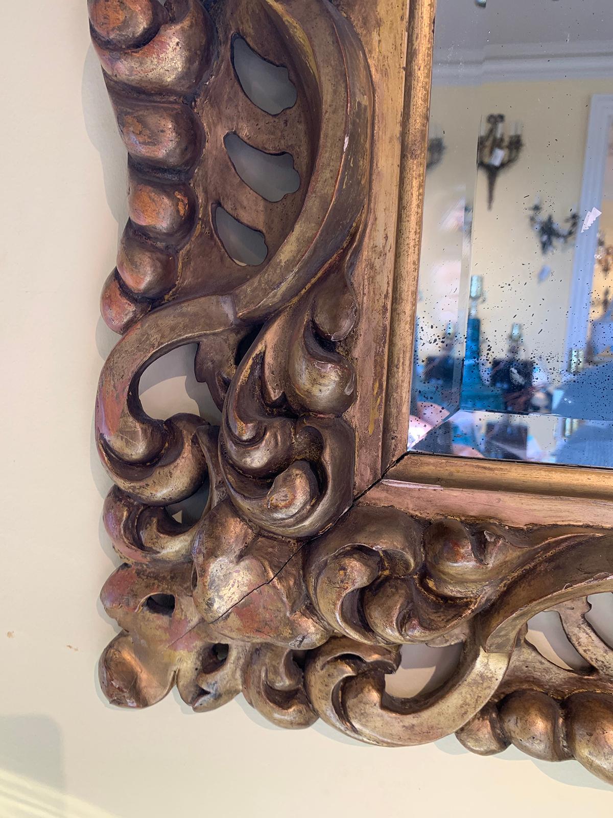19th Century Italian Hand Carved Giltwood Mirror 5