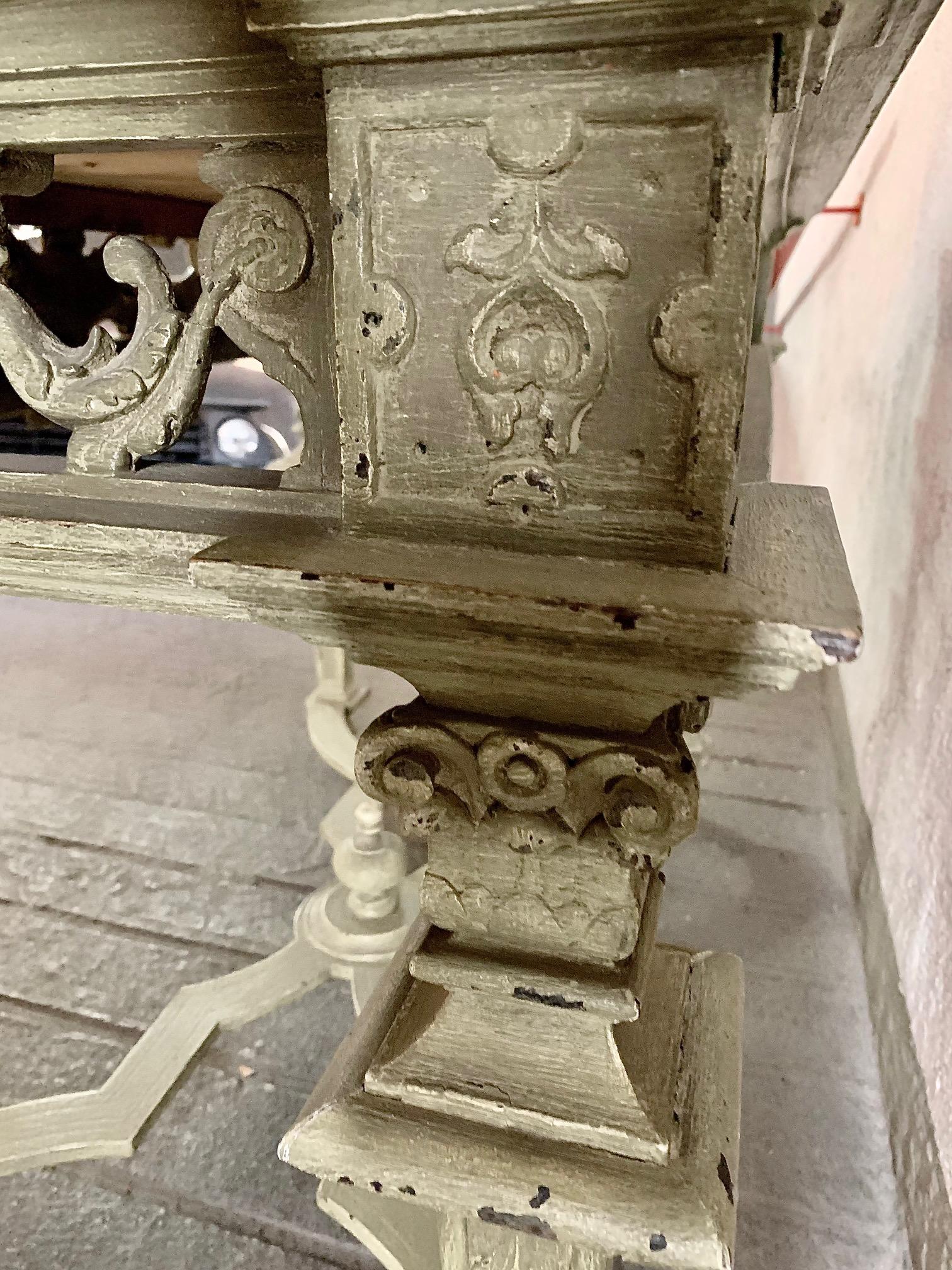 19th Century Italian Hand Carved Patinated Console Table For Sale 8