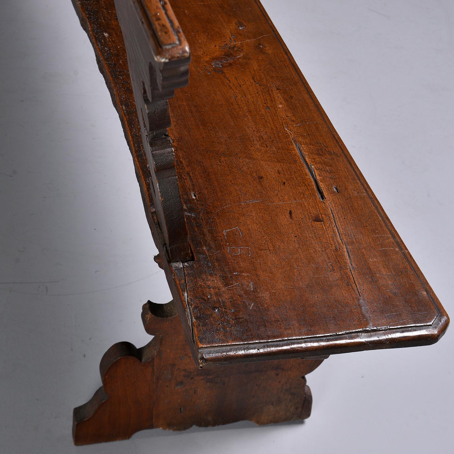 19th Century Italian Hand Carved Primitive Bench 6