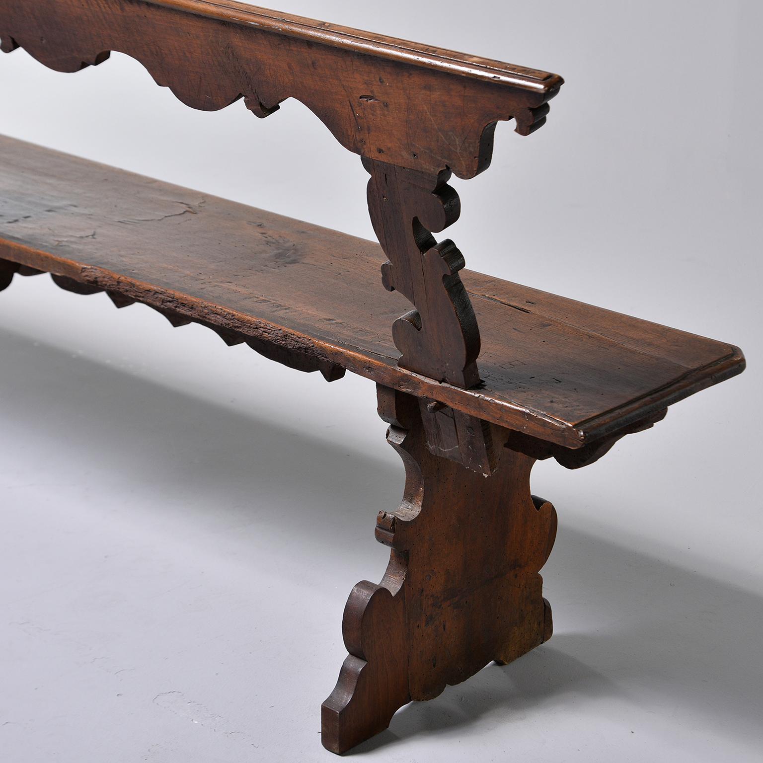 19th Century Italian Hand Carved Primitive Bench 7