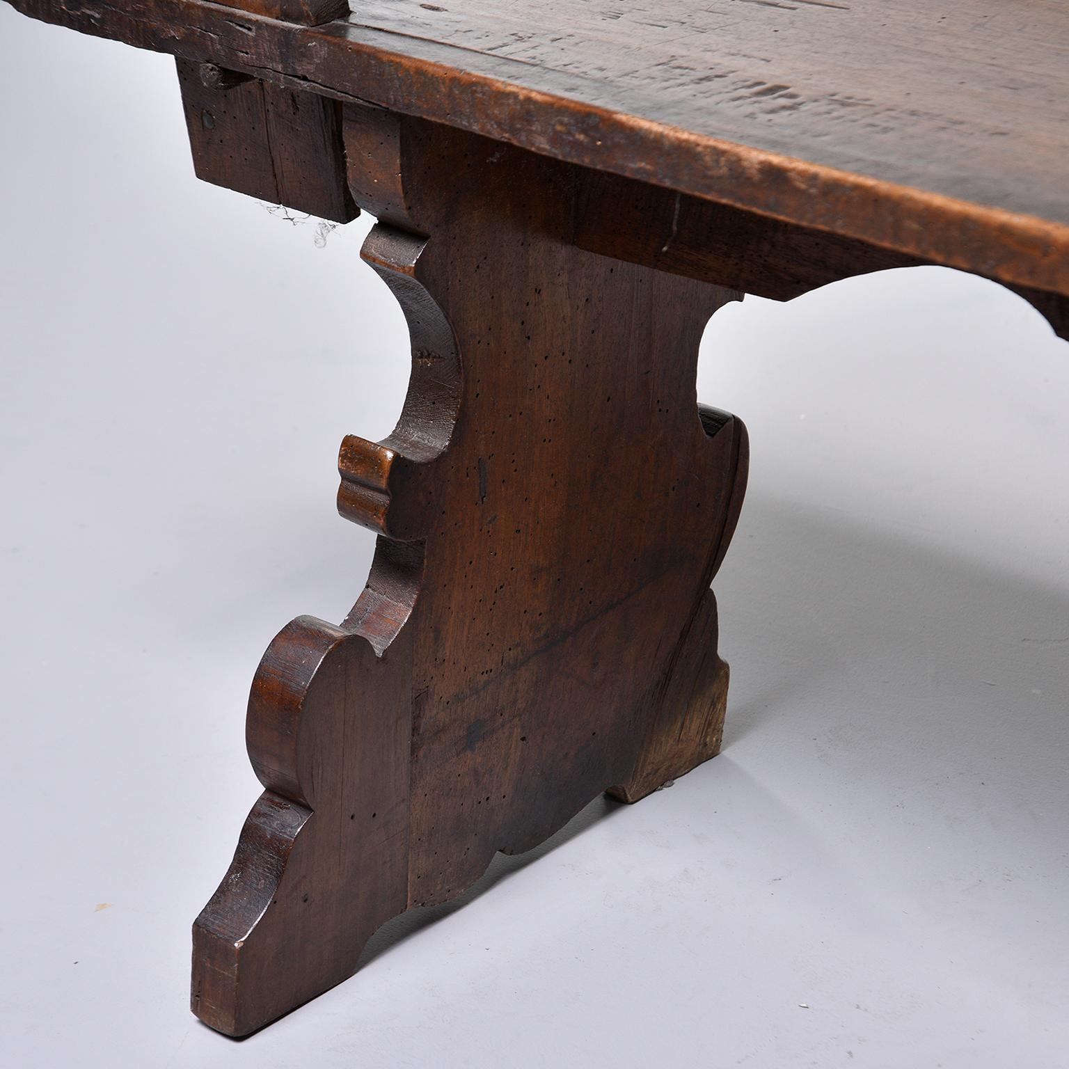 19th Century Italian Hand Carved Primitive Bench In Good Condition In Troy, MI