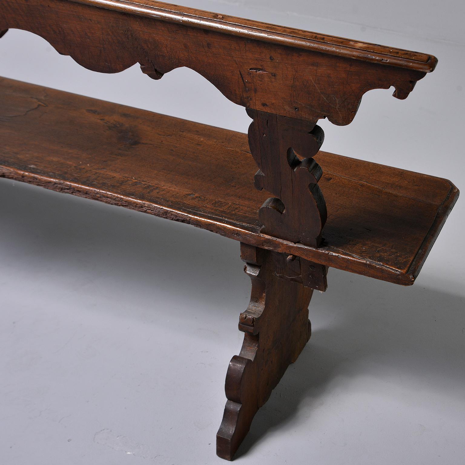 19th Century Italian Hand Carved Primitive Bench 5