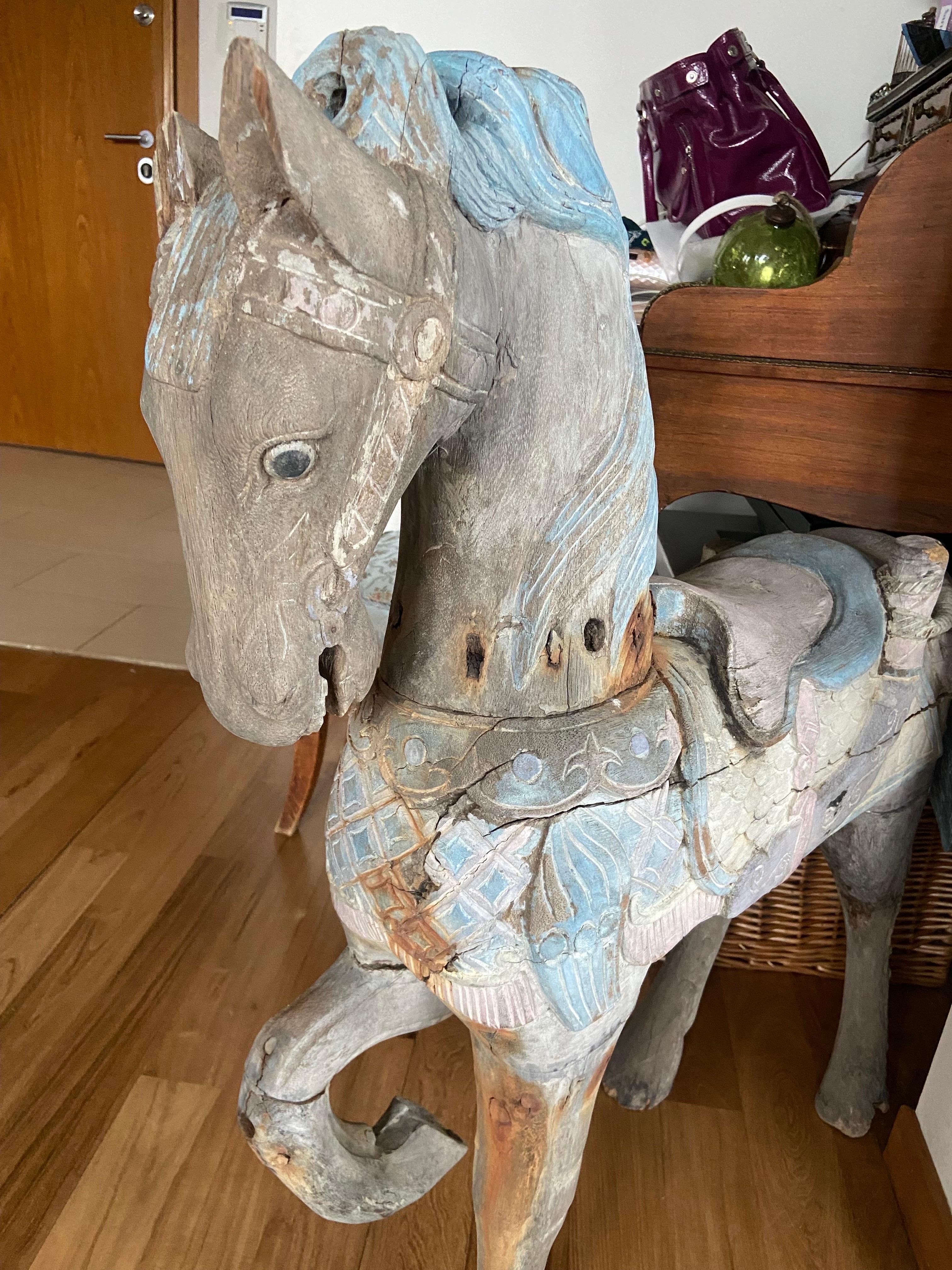 Hand-Carved 19th Century Italian Hand Carved Rocking Horse Still Wearing Authentic Paint For Sale