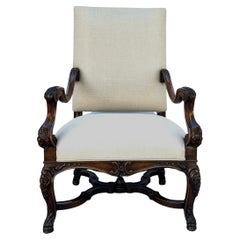 19th century Italian Hand-carved Walnut Armchair