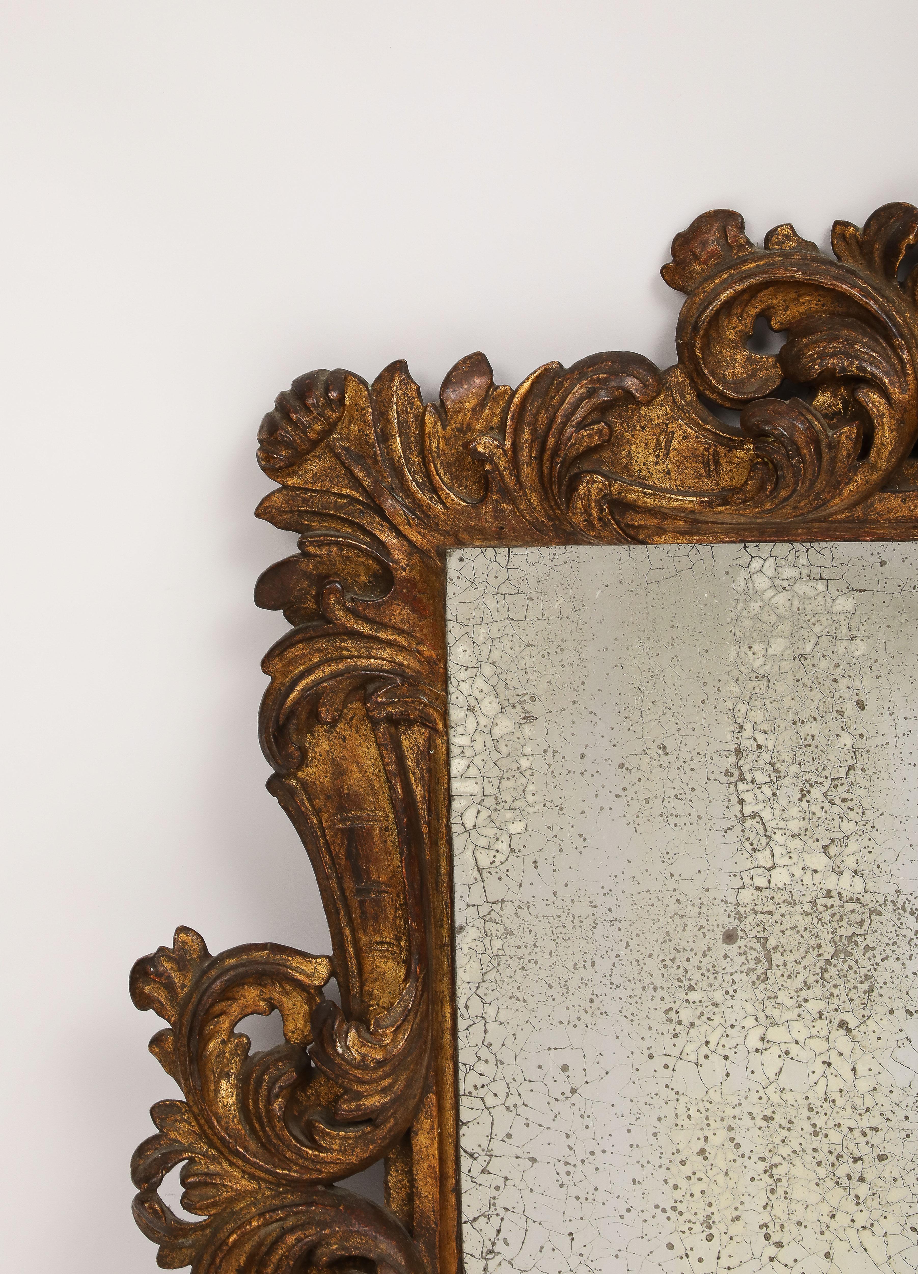 19th Century Italian Hand-Carved Wood Foliate Wall Mirror For Sale 6