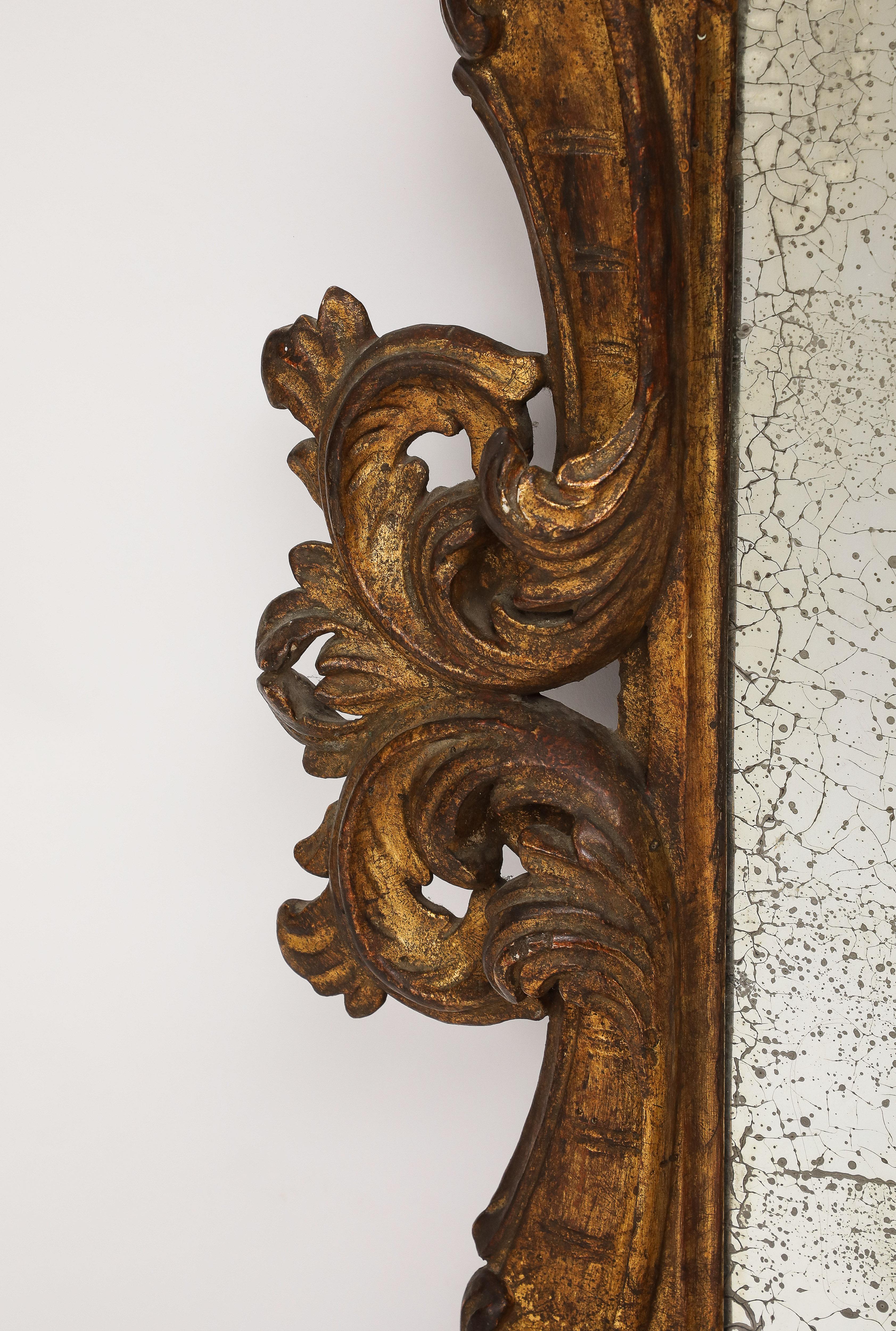 19th Century Italian Hand-Carved Wood Foliate Wall Mirror For Sale 8