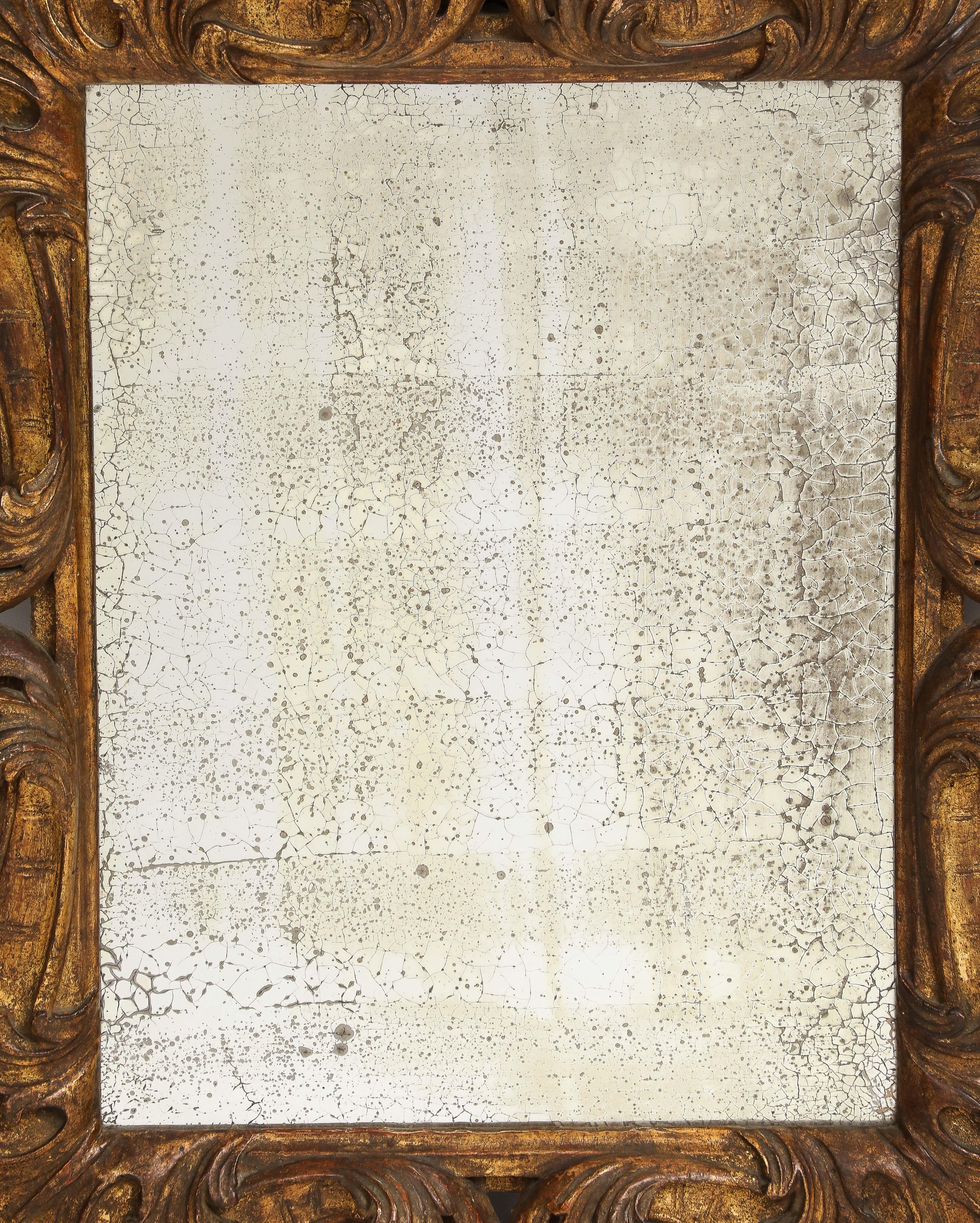 19. Jahrhundert Italienisch Hand geschnitzt Wood Foliate Wandspiegel (Spiegel) im Angebot