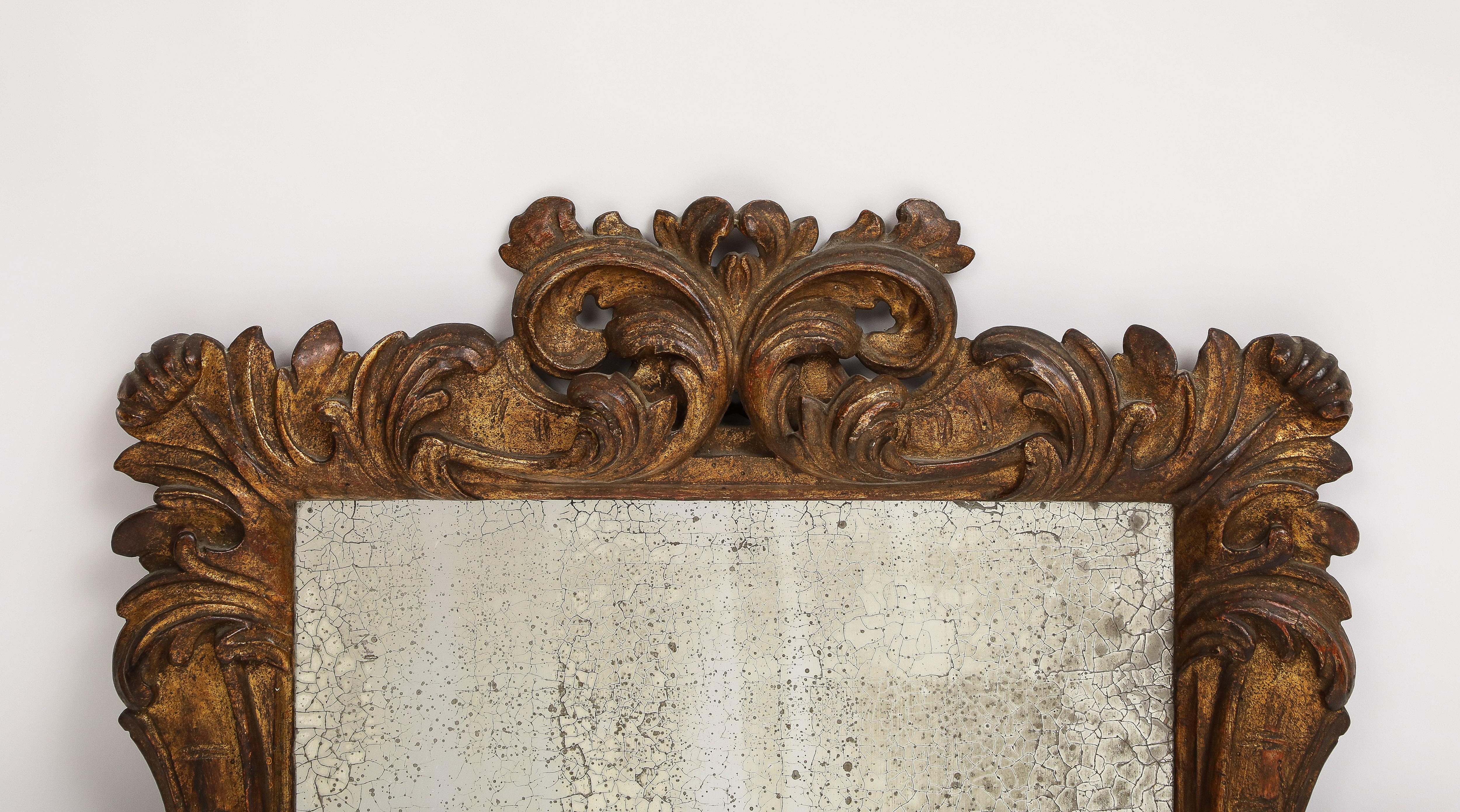19. Jahrhundert Italienisch Hand geschnitzt Wood Foliate Wandspiegel im Angebot 1
