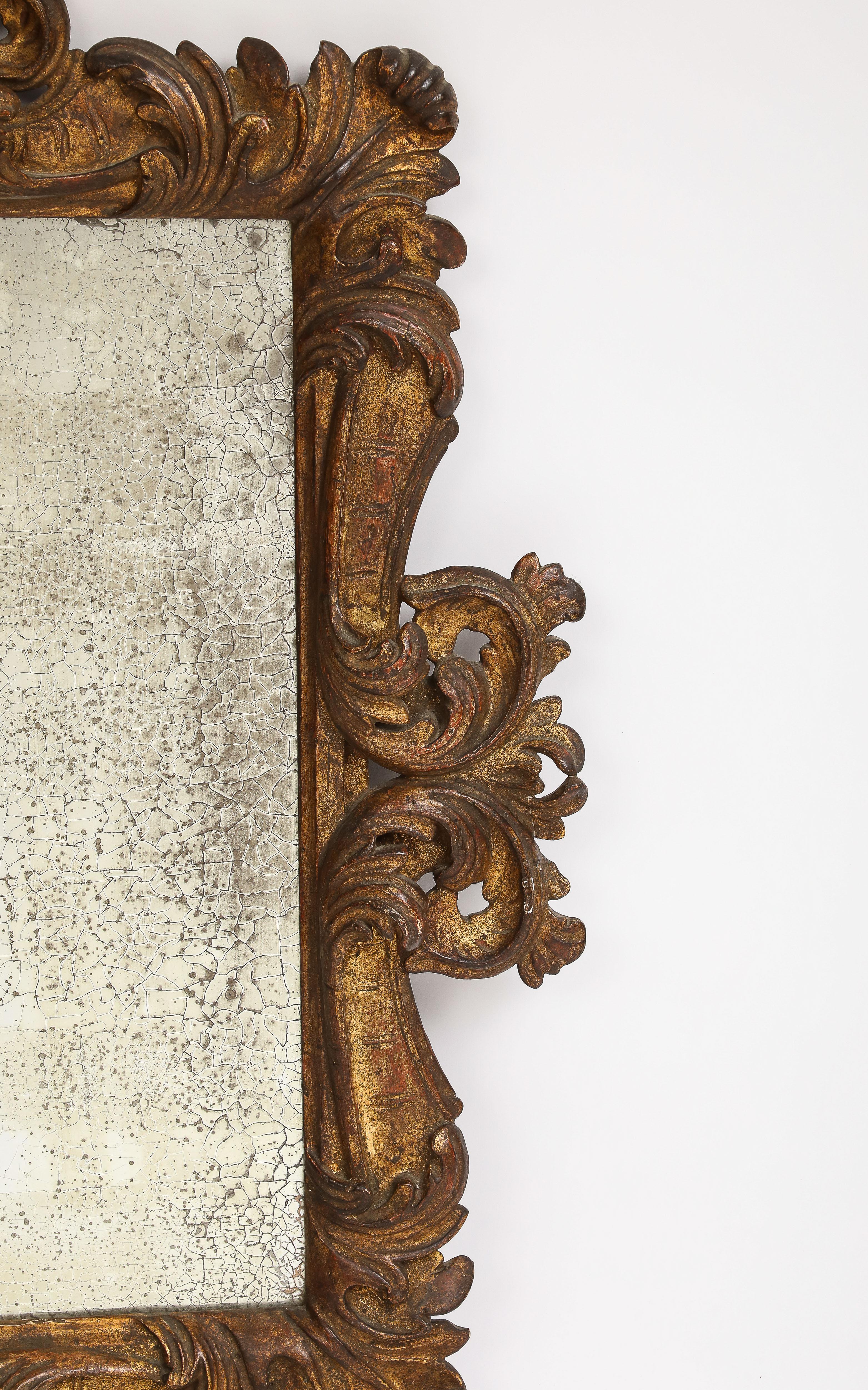 19th Century Italian Hand-Carved Wood Foliate Wall Mirror For Sale 3