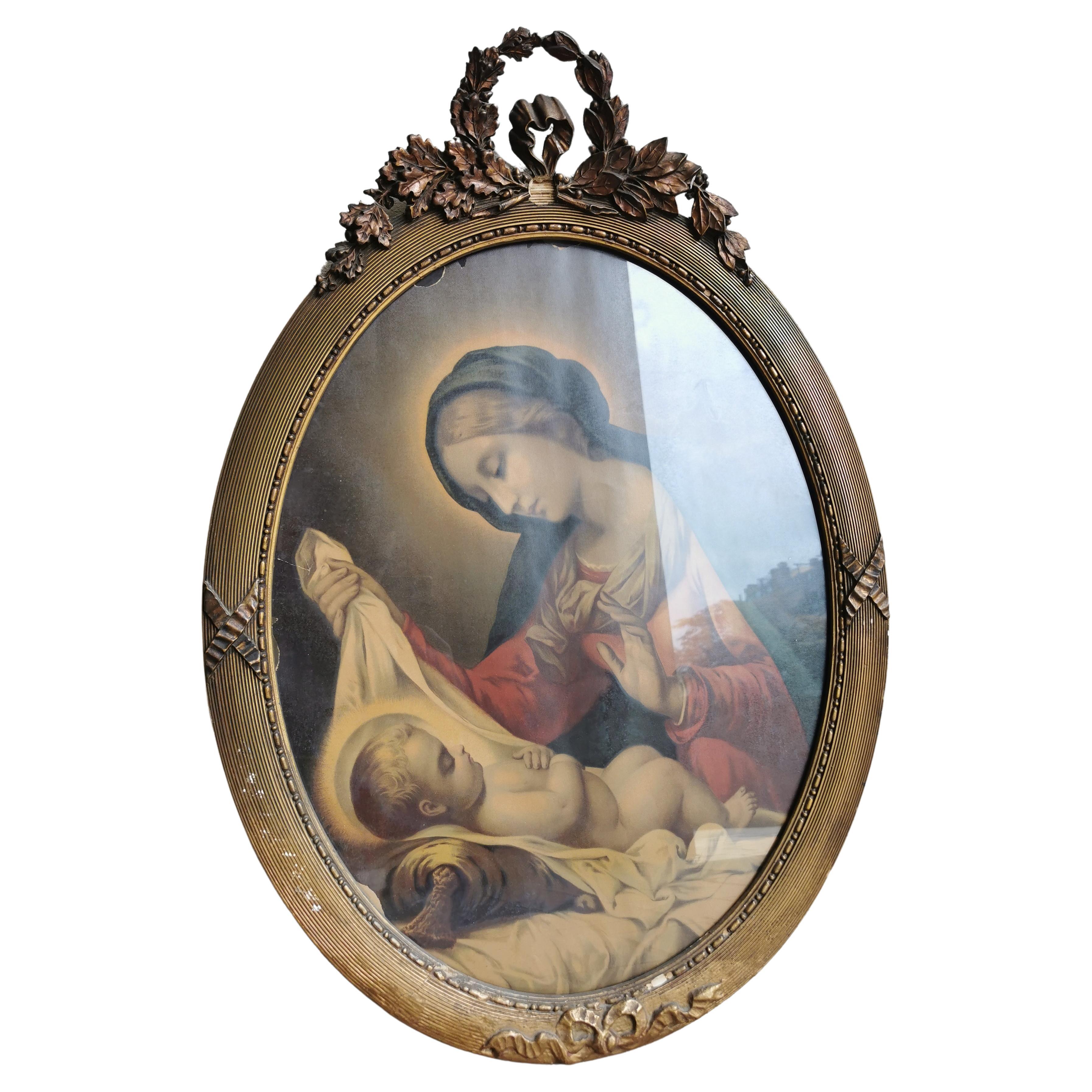 Italian Contemporary HandCarved Wood Frame with Gold Leaf Cover For