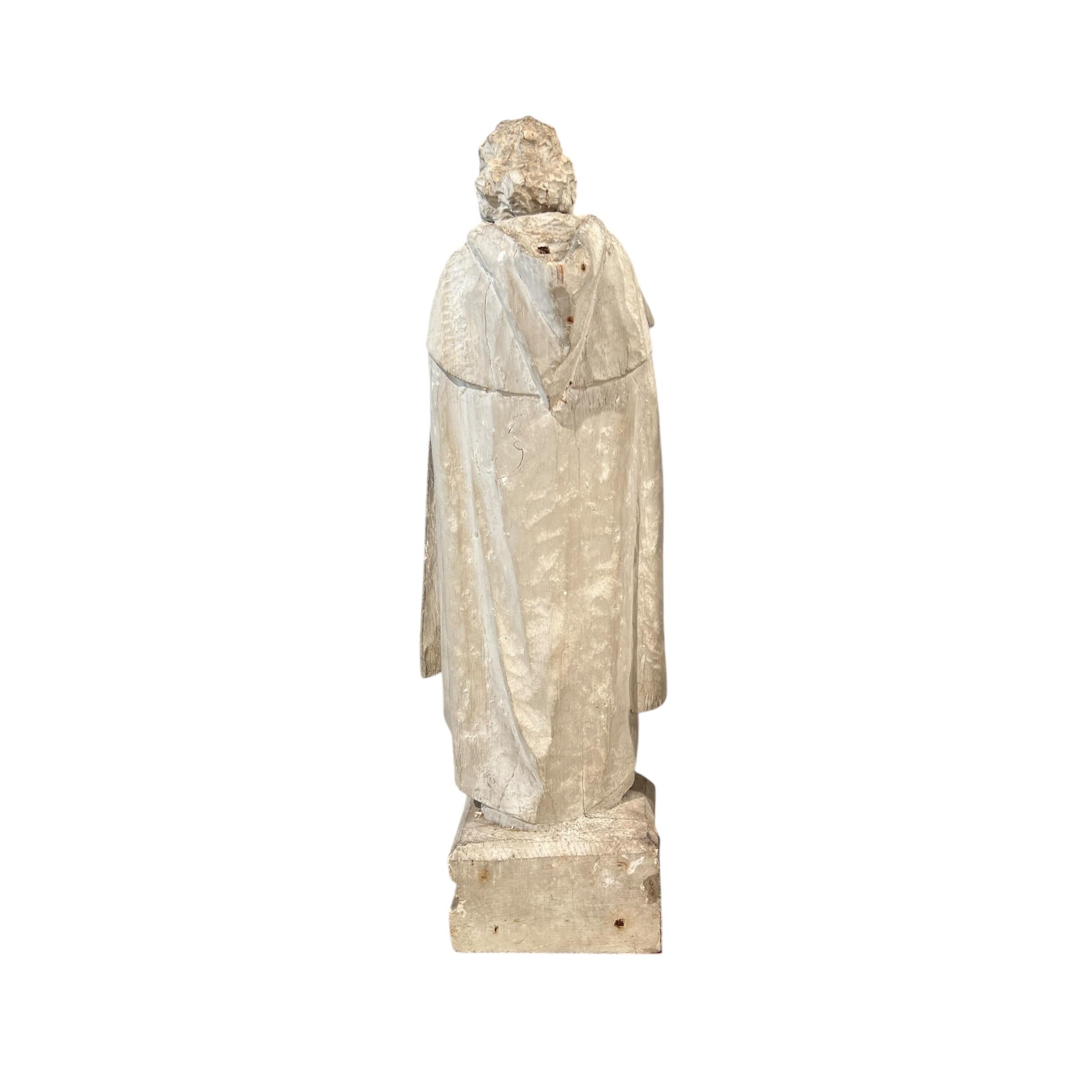 Statue italienne en bois sculptée à la main du 19e siècle État moyen - En vente à New Orleans, LA