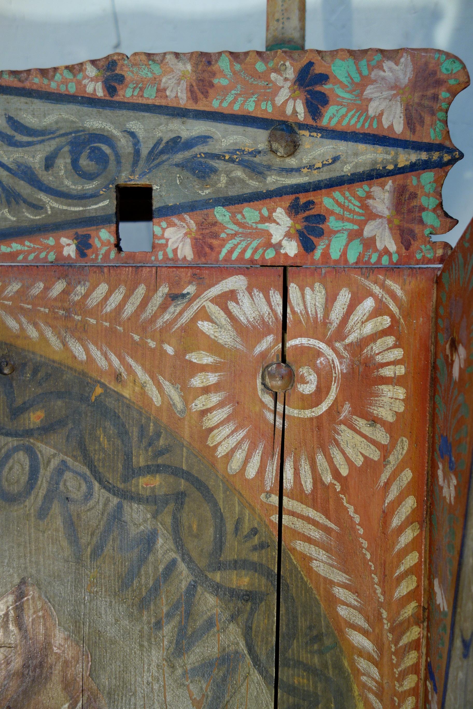 Forged 19th Century Italian Hand Painted Carretto Sicilian Cart, Cultural Art Form