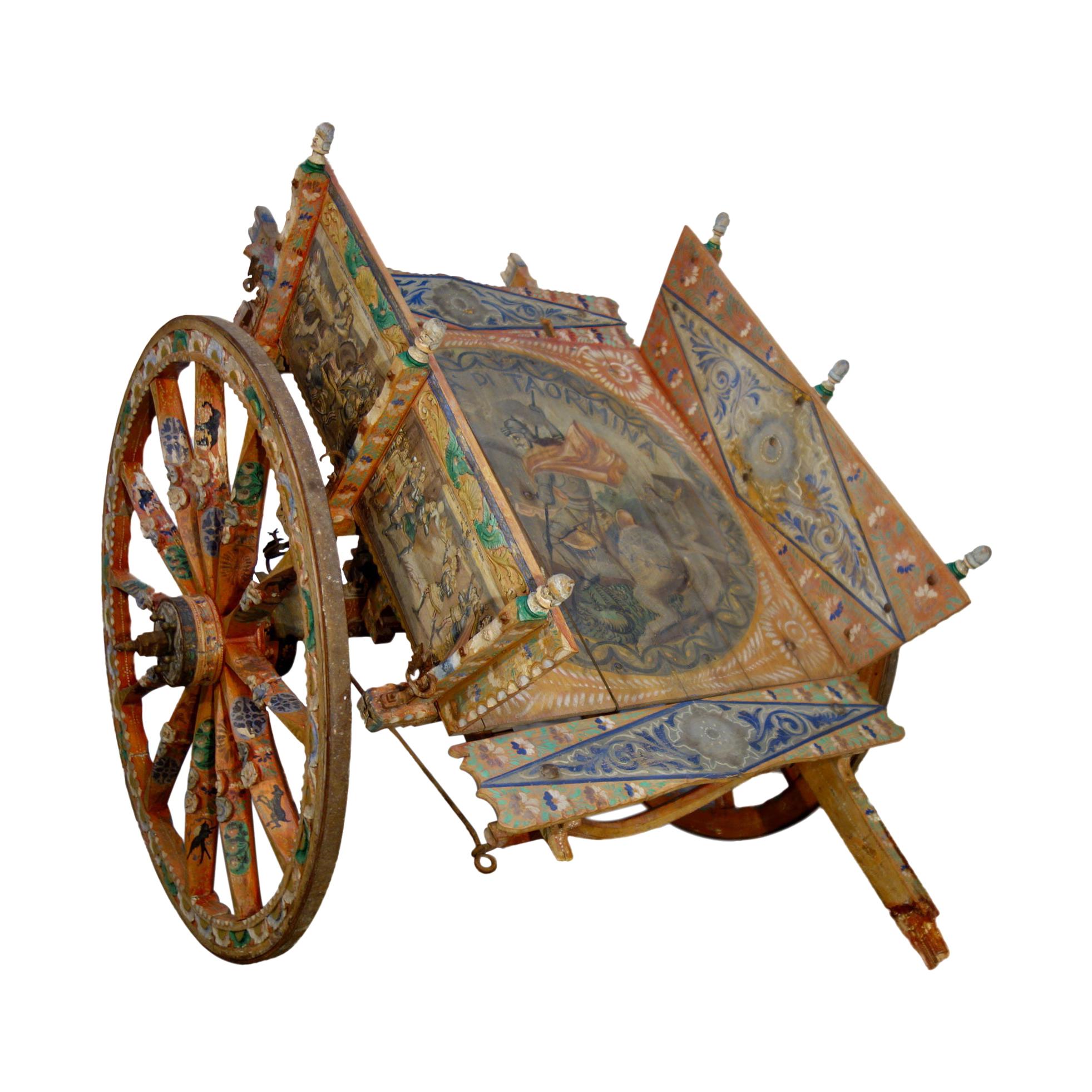 19th Century Italian Hand Painted Carretto Sicilian Cart, Cultural Art Form