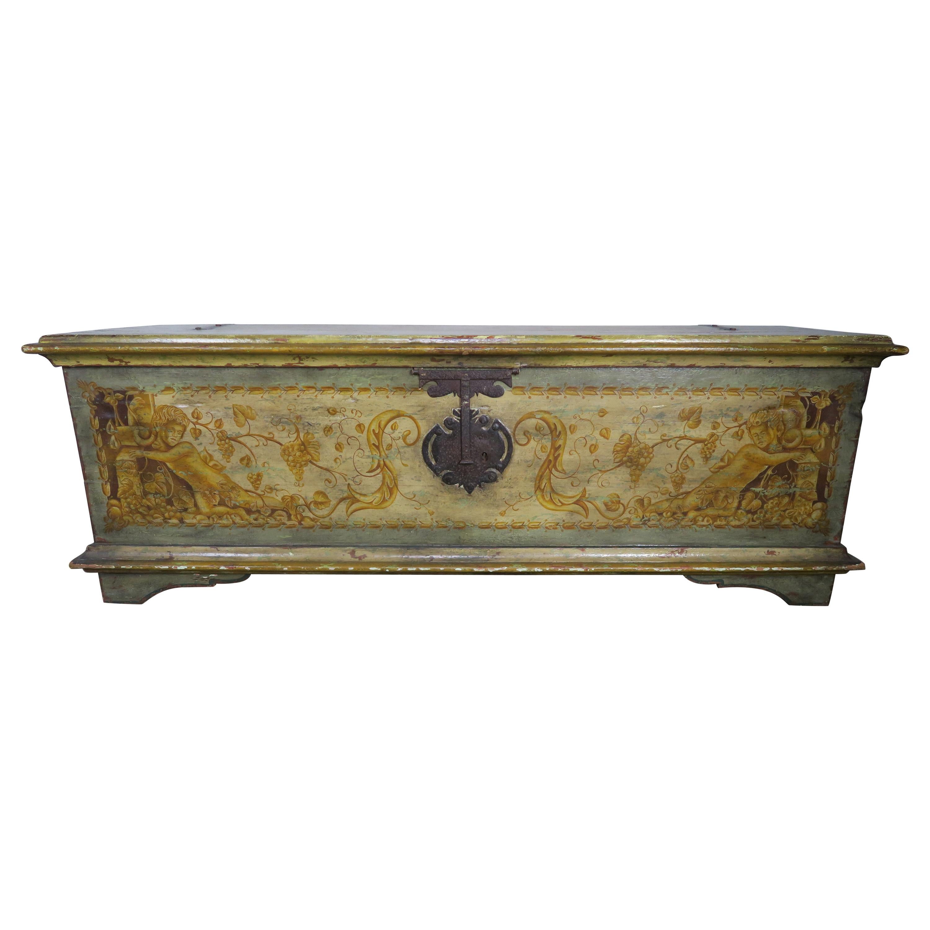 19th Century Italian Hand Painted Chest with Cherubs