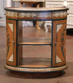 19th Century Italian Hand Painted Oval Music Cabinet Chest