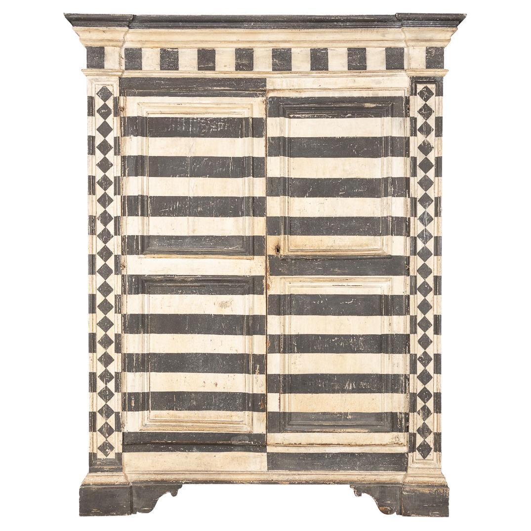 19th Century Italian Hand Painted Pine Armoire, C.1850