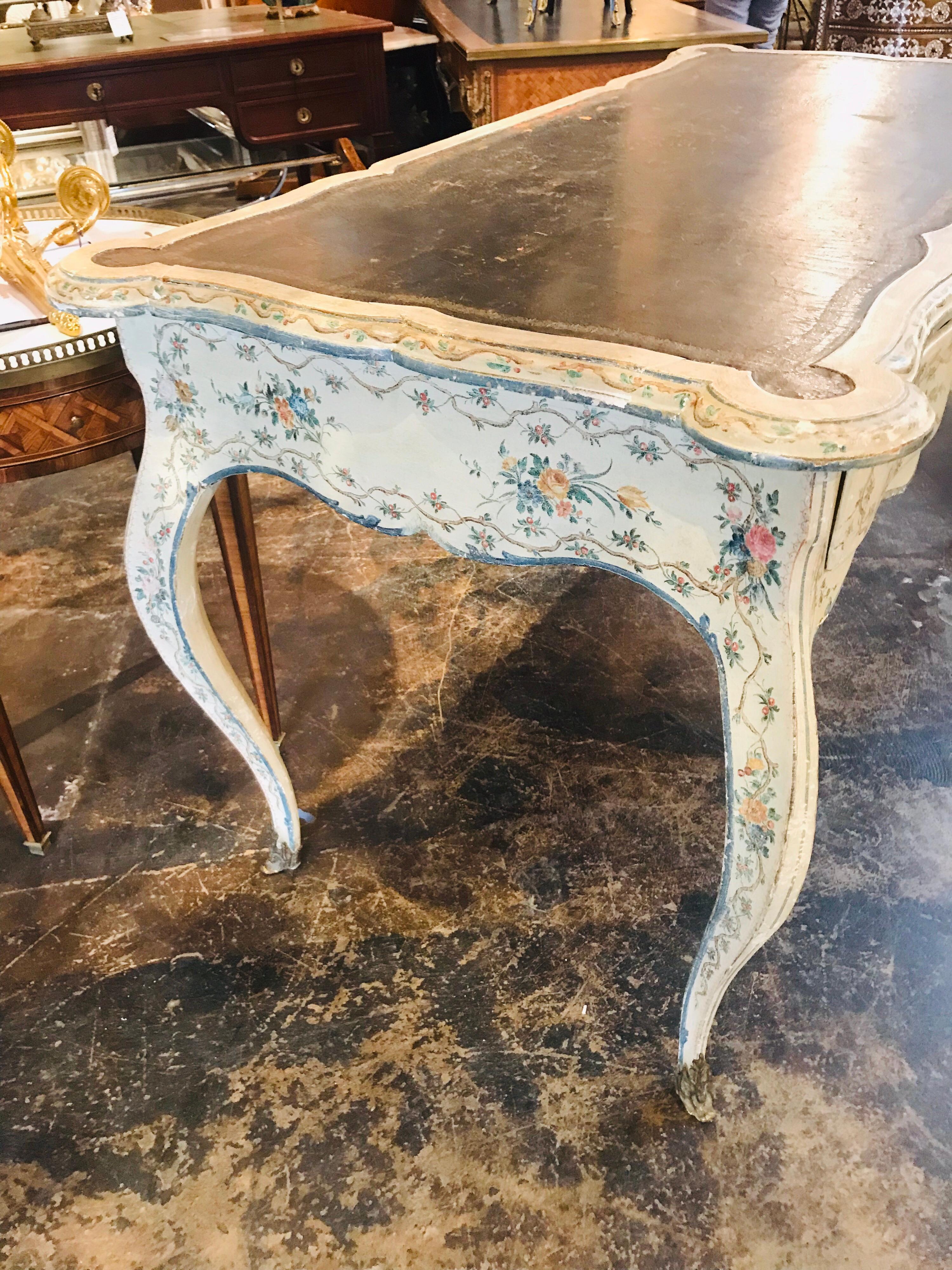 19th Century Italian Hand Painted Writing Desk In Good Condition In Dallas, TX