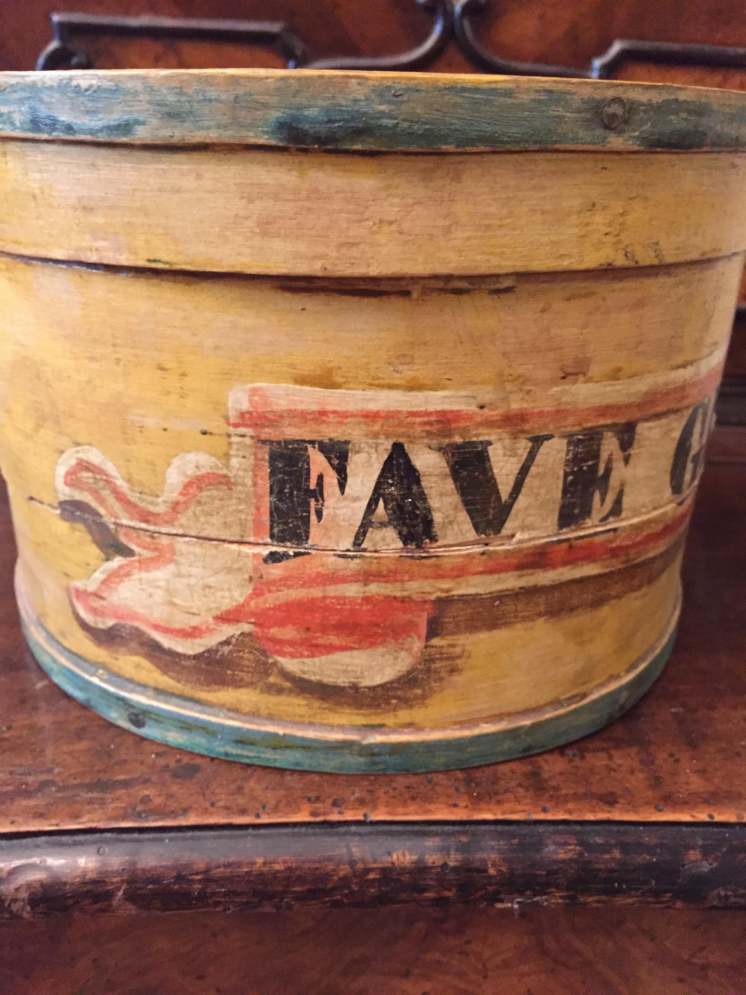 19th Century Italian Handmade Tuscan Siena Yellow Food Storage Box for Beans In Good Condition For Sale In Milan, IT