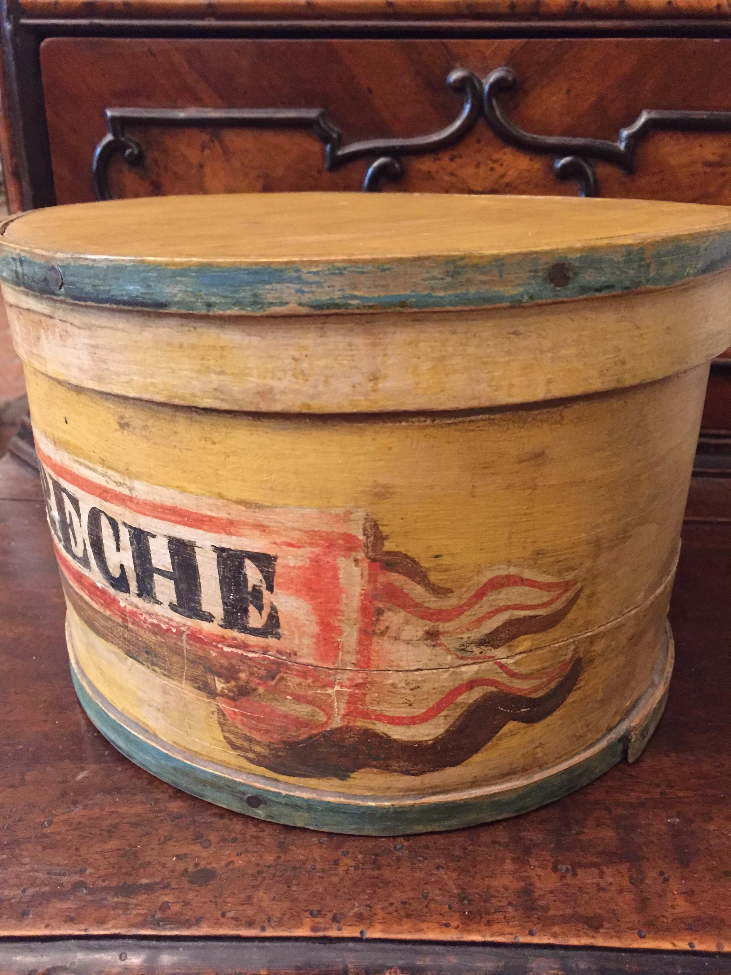 Wood 19th Century Italian Handmade Tuscan Siena Yellow Food Storage Box for Beans For Sale
