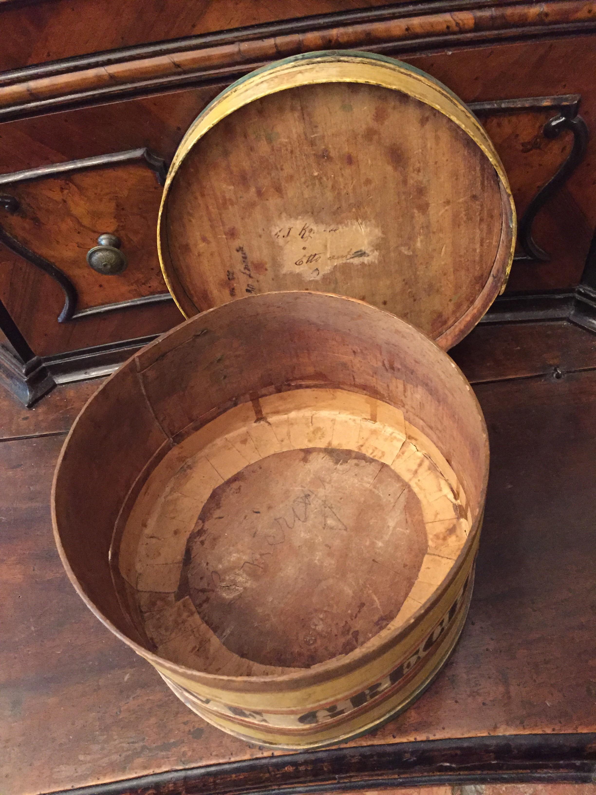 19th Century Italian Handmade Tuscan Siena Yellow Food Storage Box for Beans For Sale 2