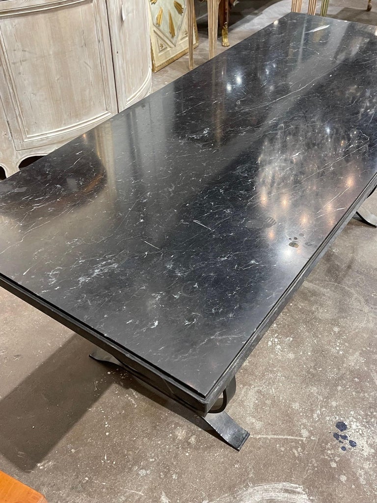 19th Century Italian Heavy Iron Hall Table with Marble Top For Sale 2