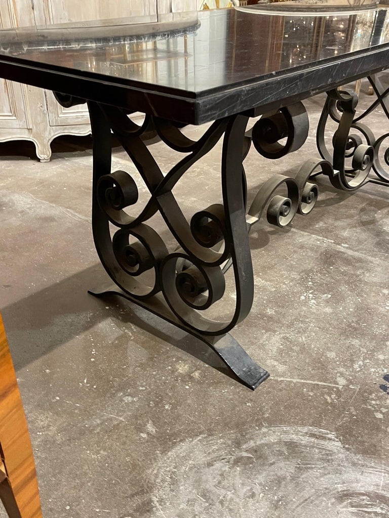 19th Century Italian Heavy Iron Hall Table with Marble Top For Sale 4