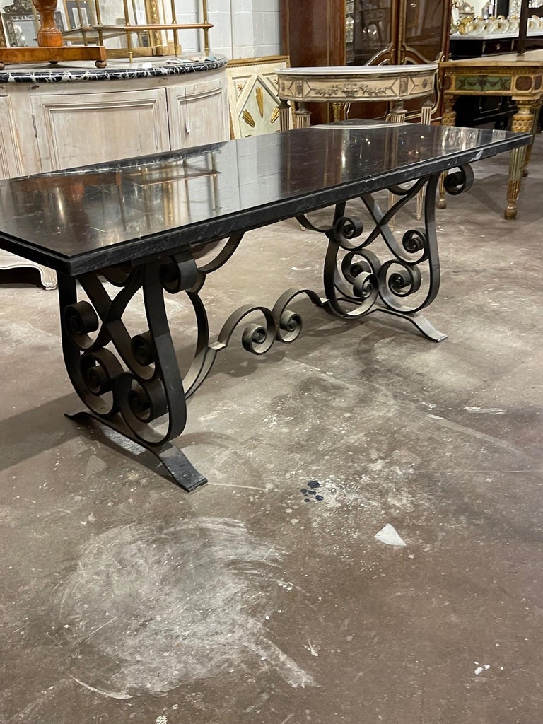 19th Century Italian Heavy Iron Hall Table with Marble Top For Sale 5