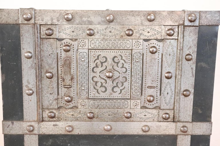 19th Century Italian Hobnail Iron Antique Safe or Jewelry Boxes at 1stDibs