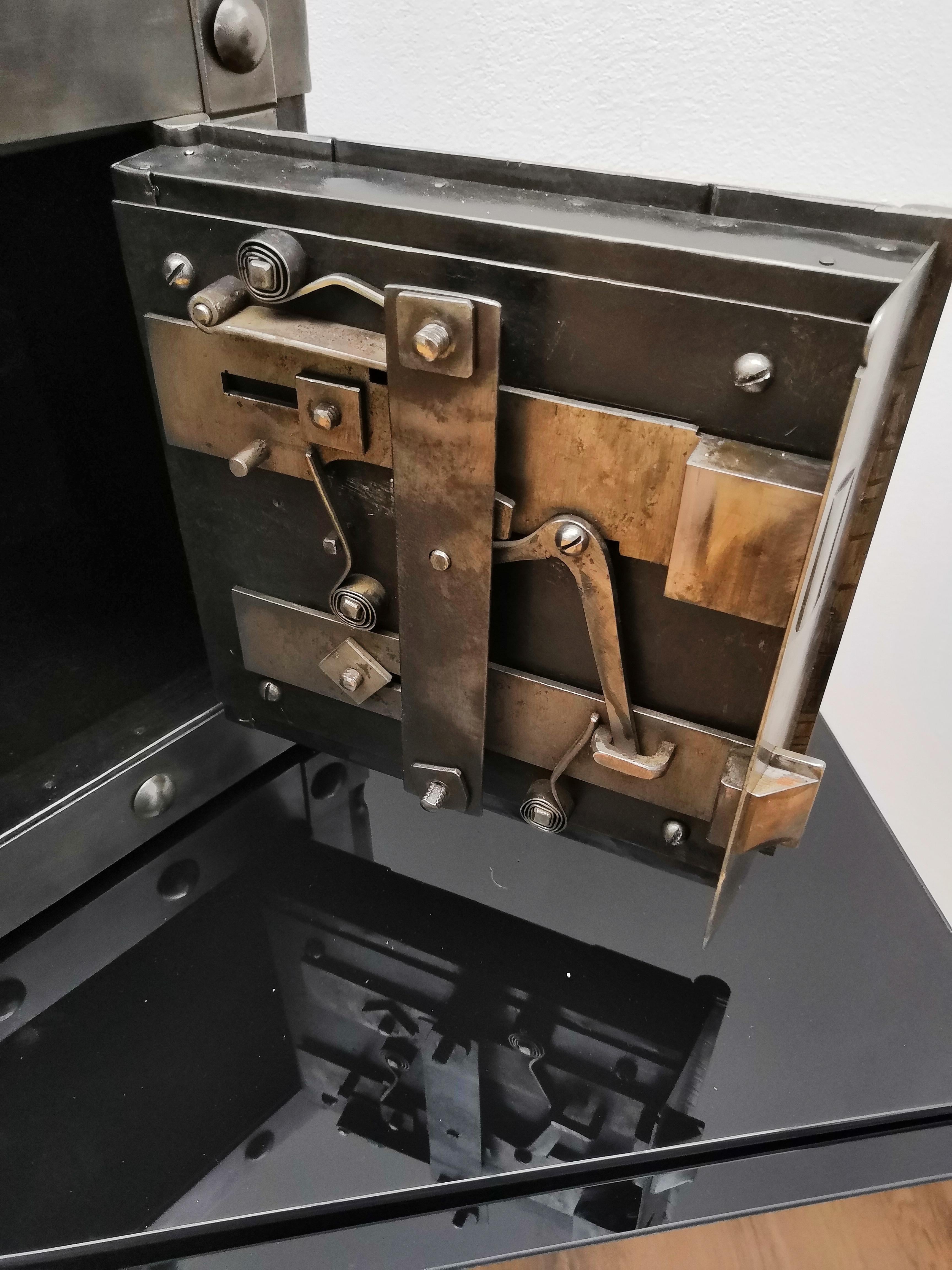 19th Century Italian Hobnail Wrought Iron Antique Safe, Strongbox 1