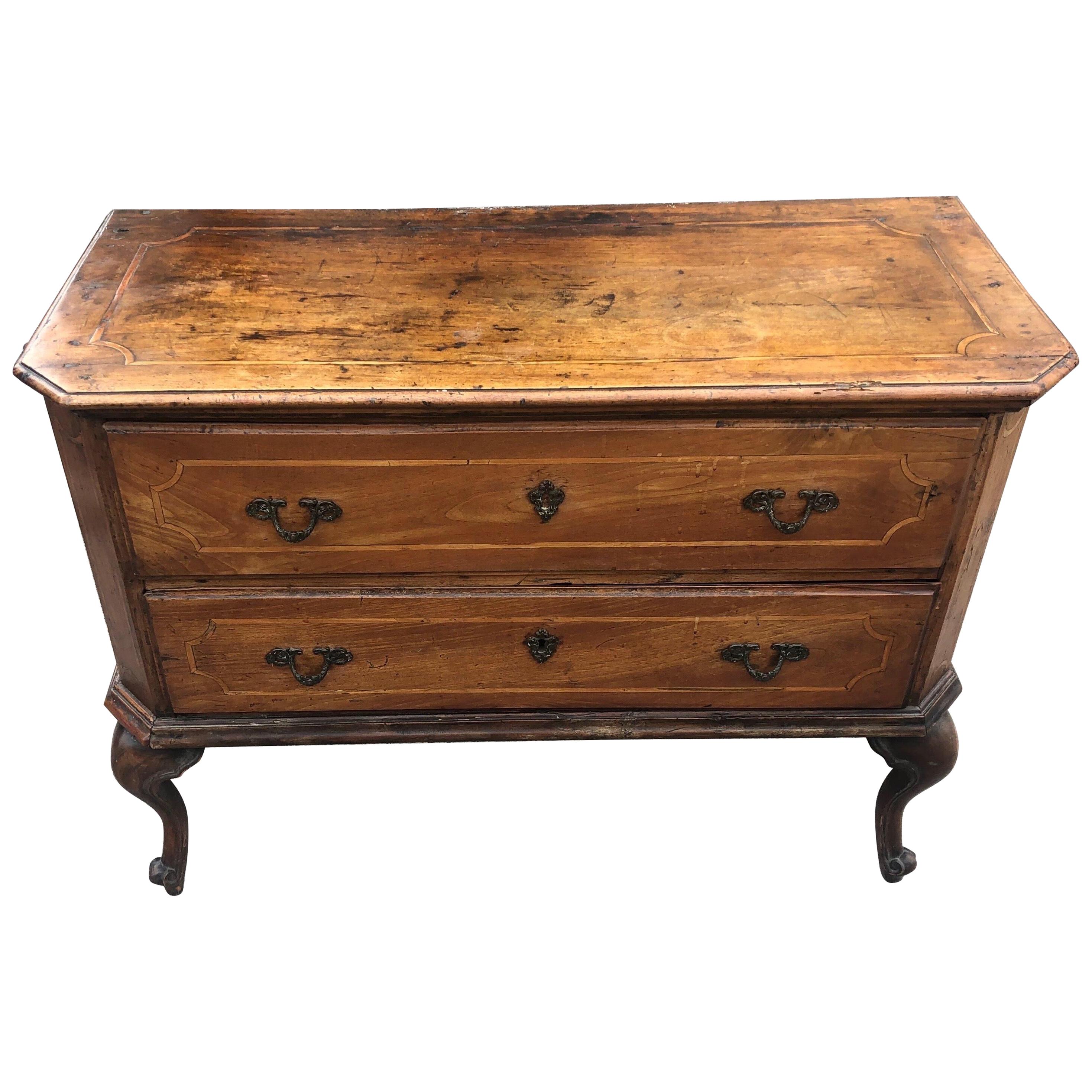 19th Century Italian Inlaid 2-Drawer Commode For Sale