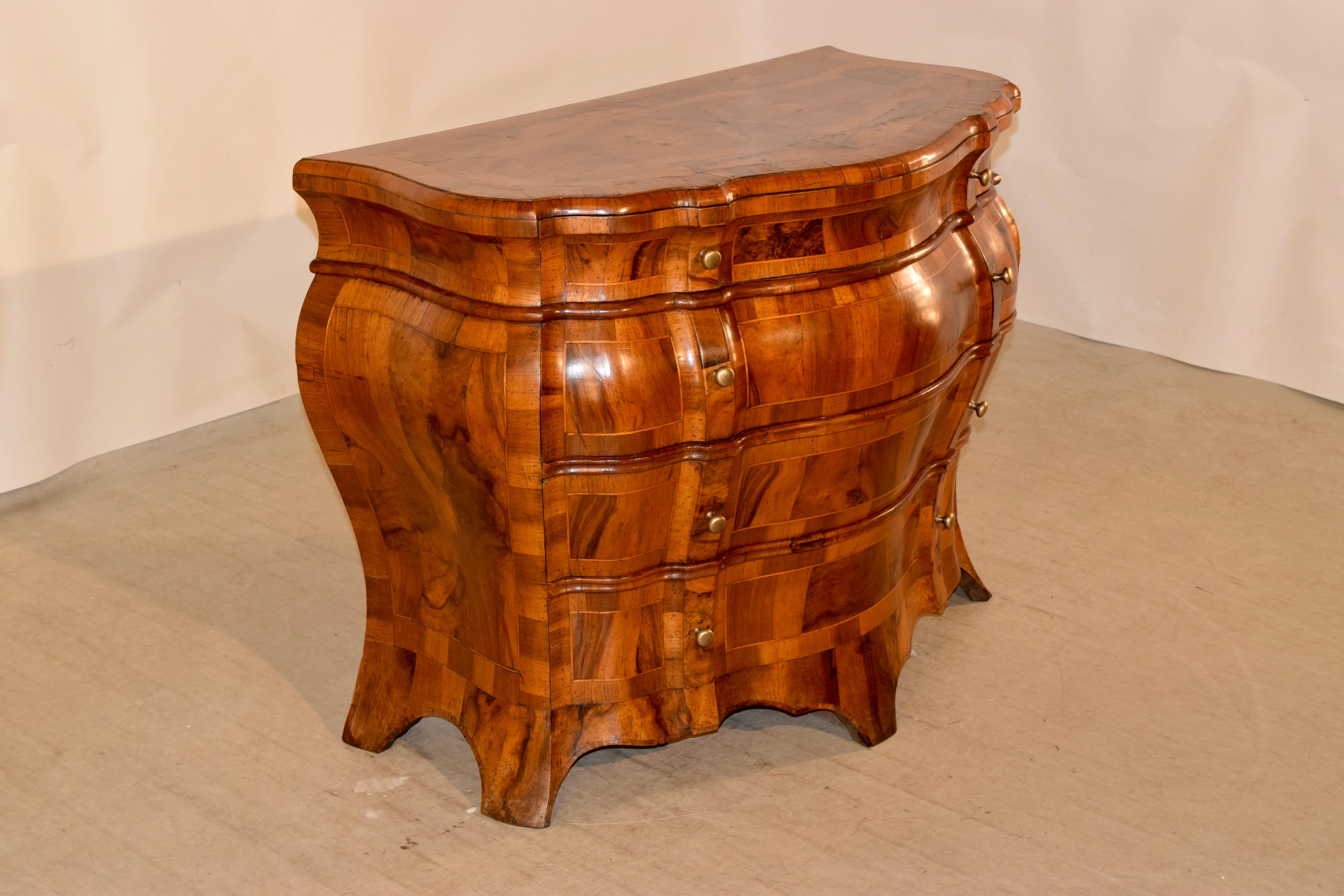 19th Century Italian Inlaid Bombé Commode In Good Condition In High Point, NC