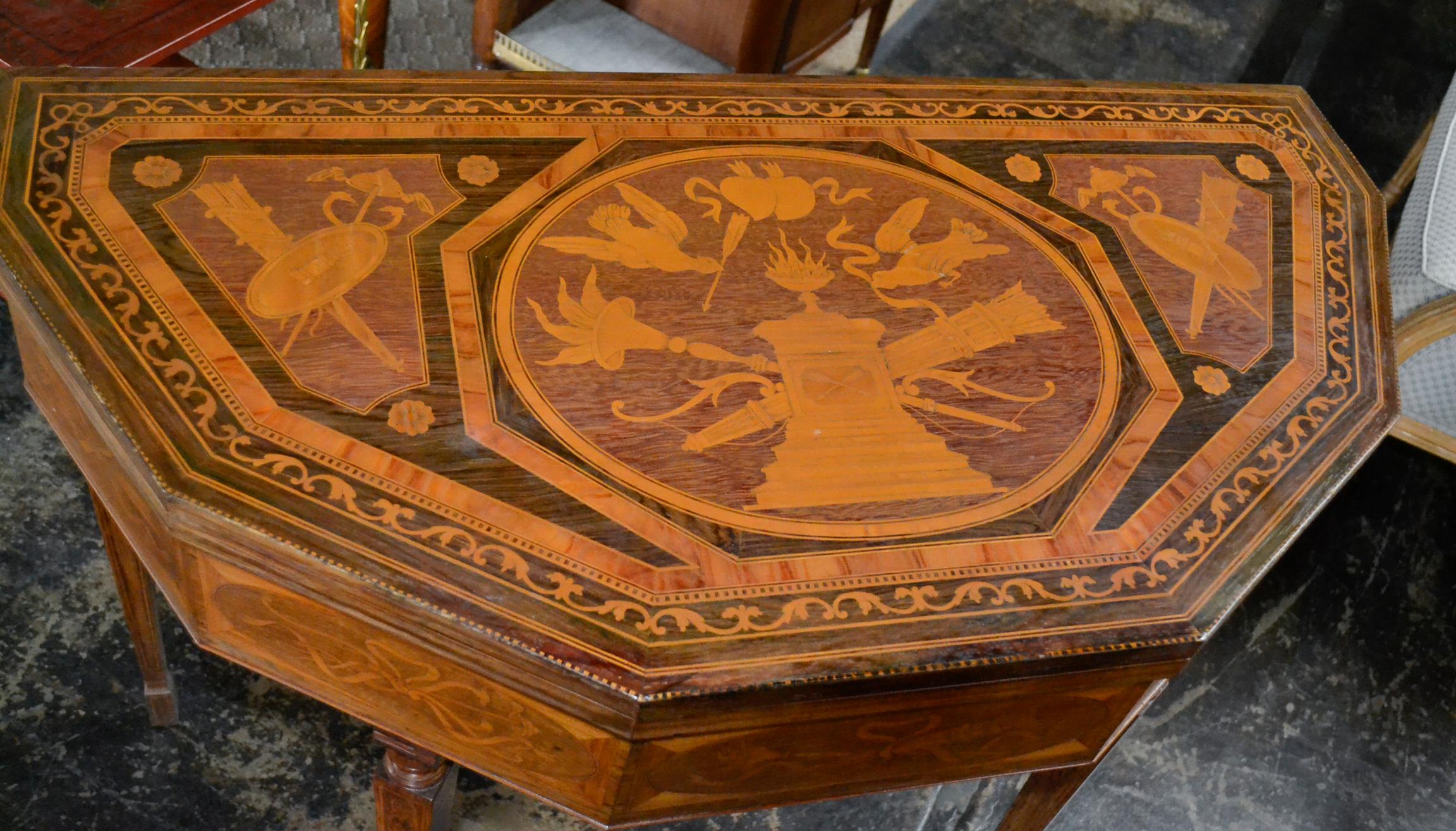 Wonderful 19th century Italian neoclassical inlaid mahogany game table.