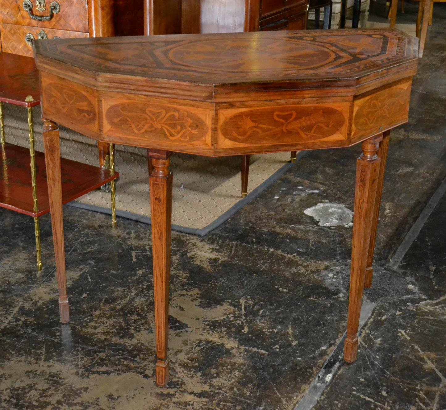 Neoclassical 19th Century Italian Inlaid Game Table For Sale