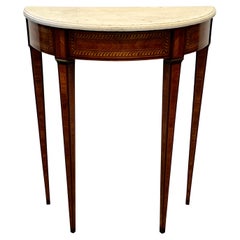 19th Century Italian Inlaid Marble Top Demi-Lune Console Table