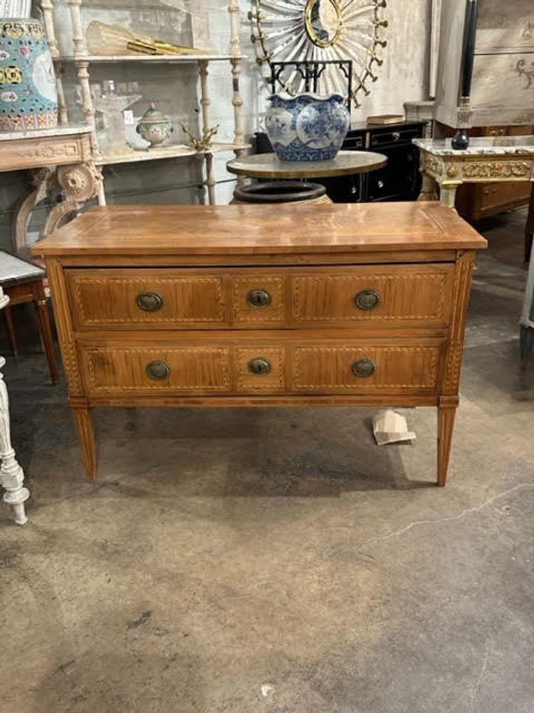 Neoclassical 19th Century Italian Inlaid Neo-Classical Style Walnut Commode