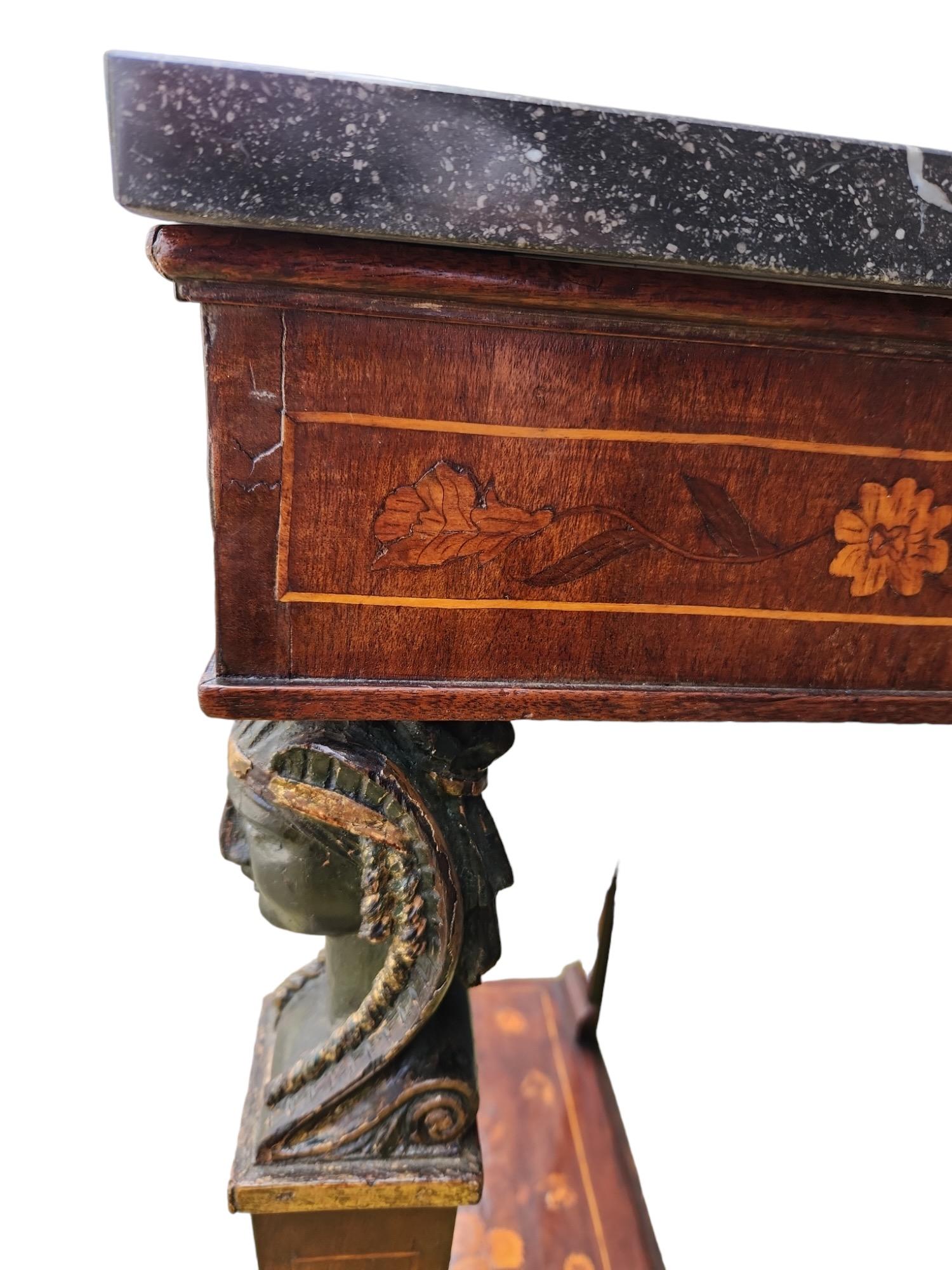 19th Century Italian Inlaid Neoclassical Console Table In Good Condition For Sale In Los Angeles, CA