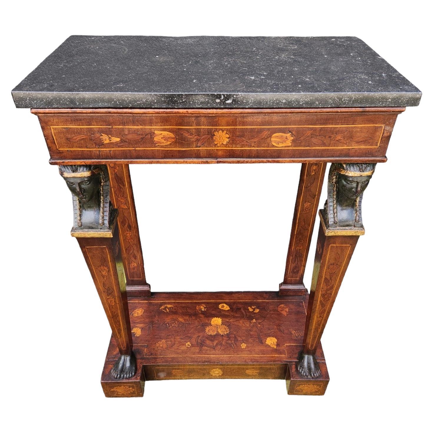 19th Century Italian Inlaid Neoclassical Console Table For Sale