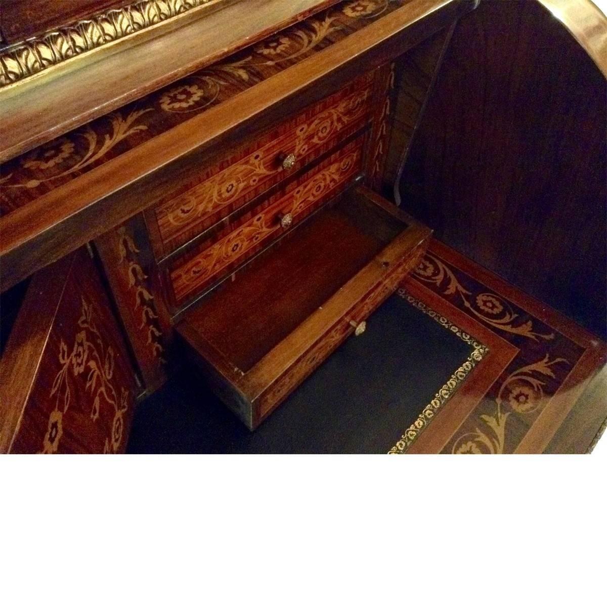 Wood 19th Century Italian Inlaid Secretary Desk