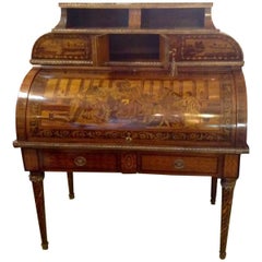 Antique 19th Century Italian Inlaid Secretary Desk